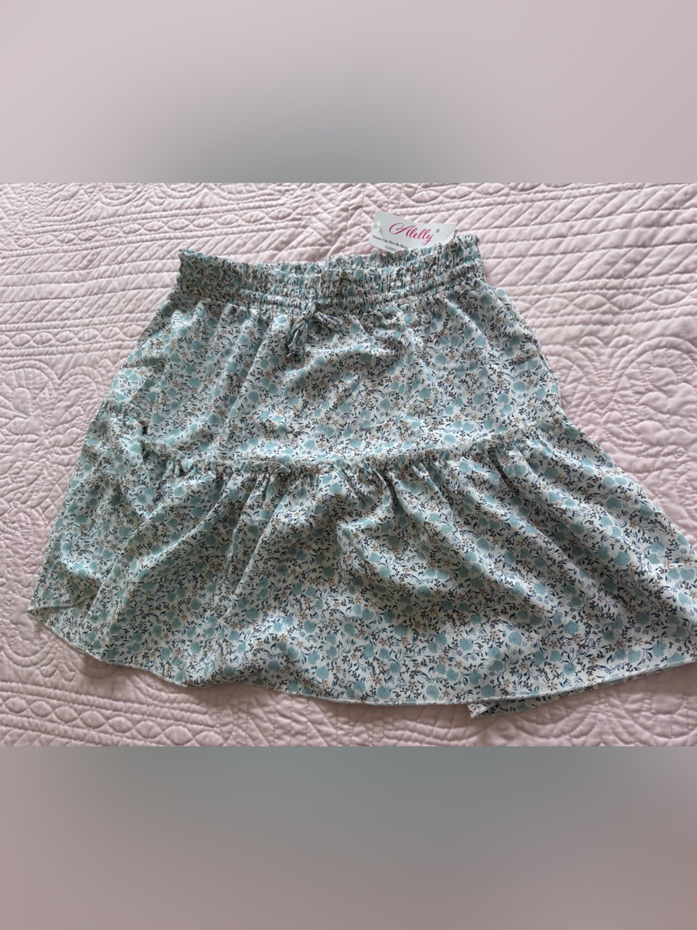 Mint Floral A-Line Skirt